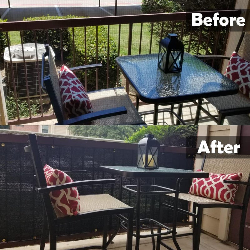 POYEE 3'  19' Black Balcony Privacy Screen Fence Cover UV Protection Weather Resistant Waterproof Shade Cloth for Outdoor Patio Apartment Backyard Porch Deck Railing with Zip Ties - Image 4